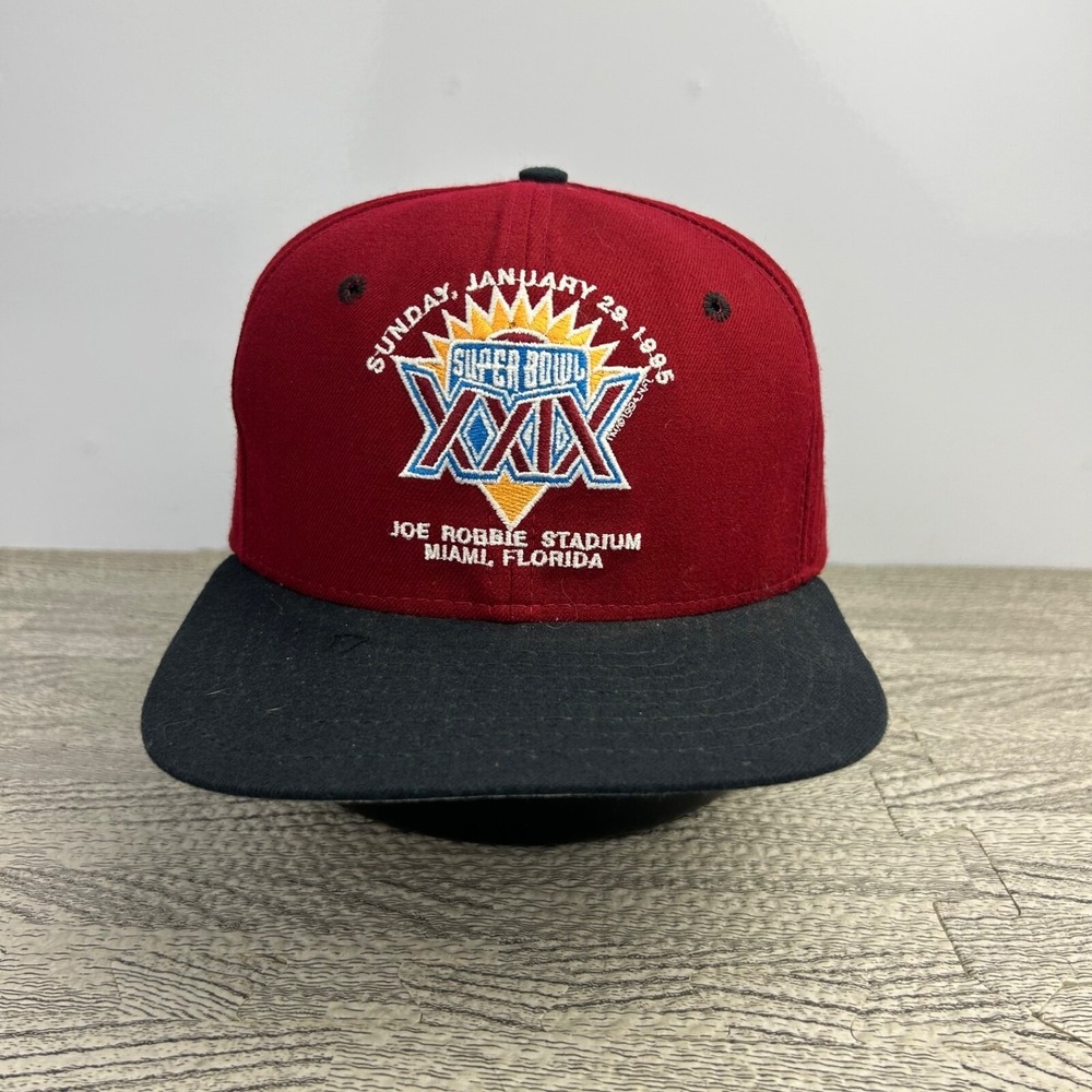 Vintage 90s‎ New Era Super Bowl XXIX Hat Cap Snap Back Adjustable Red 1995 49ers